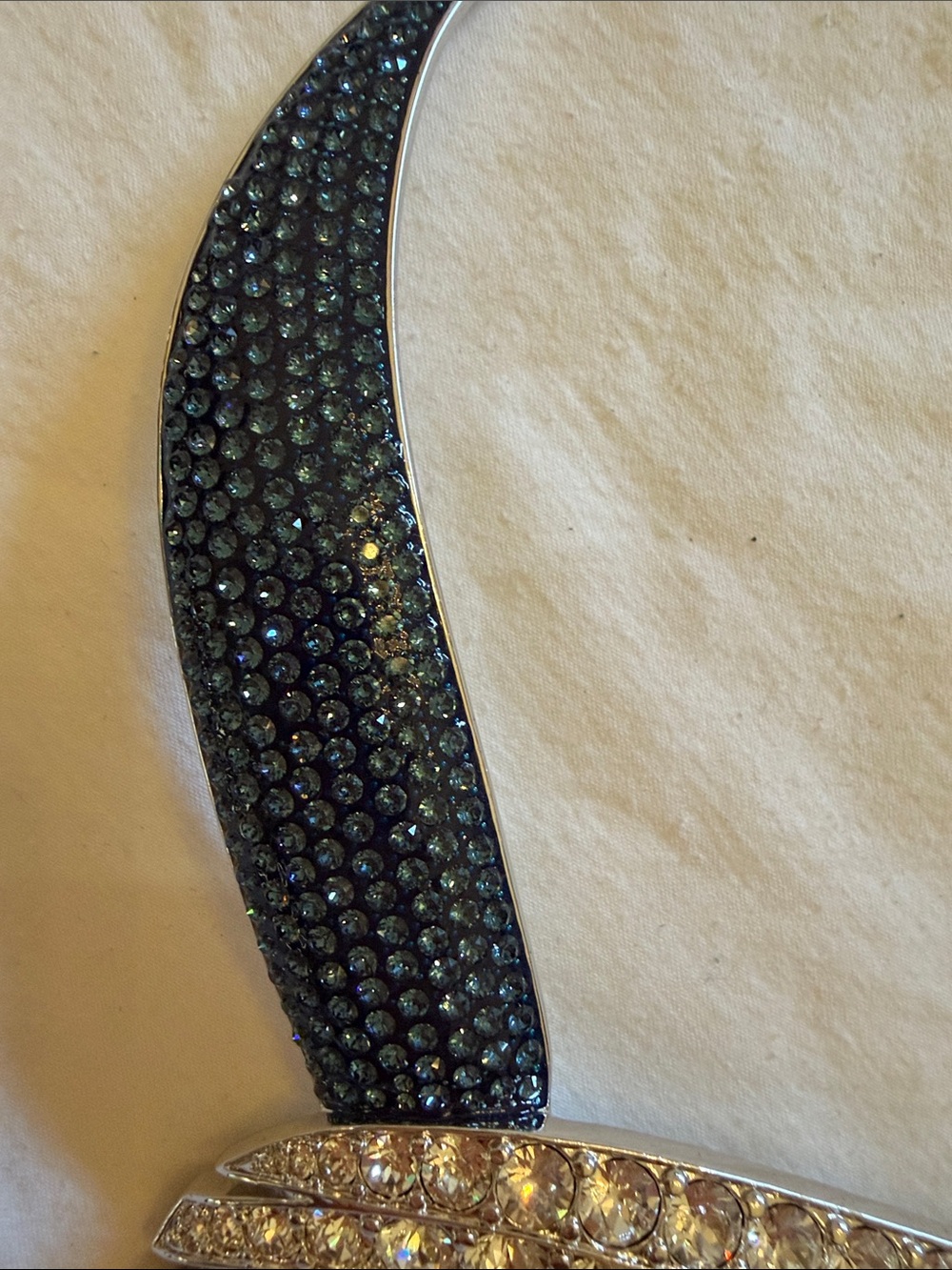 Swarovski Two-Tone Wing Necklace with Dark Blue and Clear Crystals - Picture 5 of 8